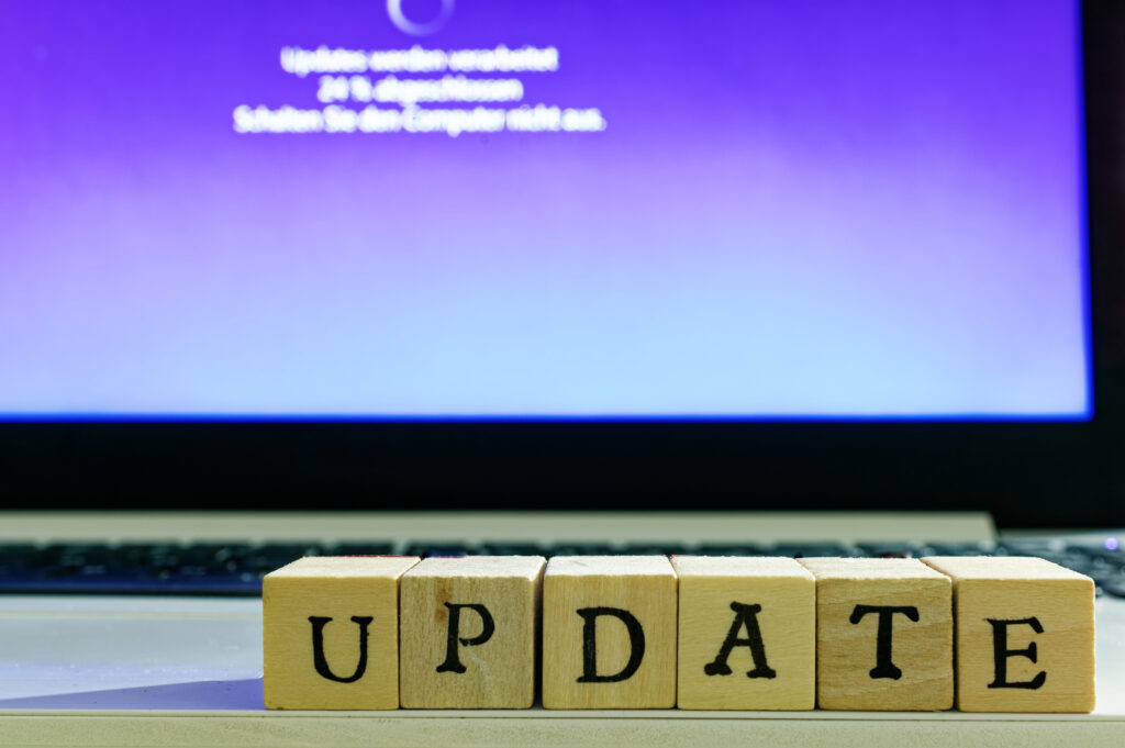 picture of blocks spelling "'update"